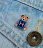 Pisces Bear Pin, Handmade Tiny Star Sign Wooden Teddy Badge - Image 3