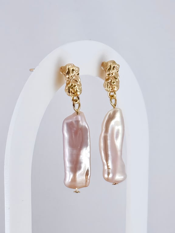 Baroque Freshwater Pearl Gold Plated Earrings