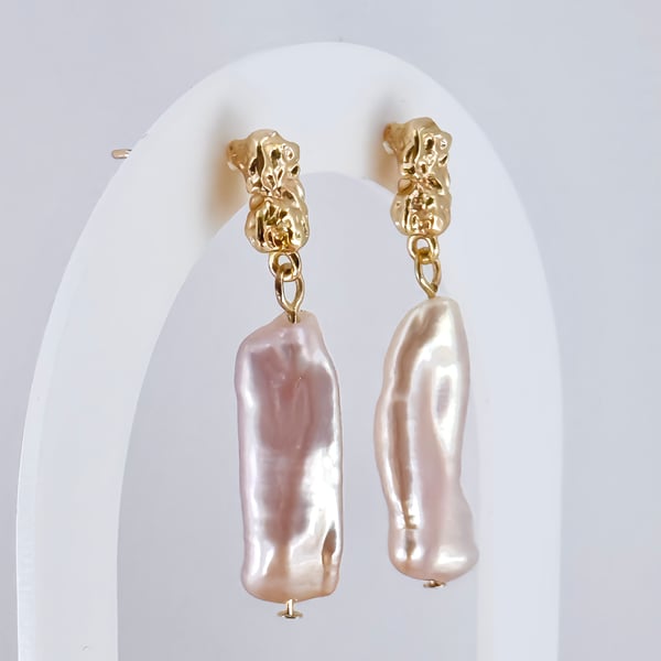 Baroque Freshwater Pearl Gold Plated Earrings