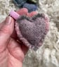 Heart Keyring - Pastel Pink wool. Handwoven in Wales - Image 1