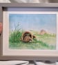 Watercolour print of a Southdowns Sussex Hedgehog - Image 2