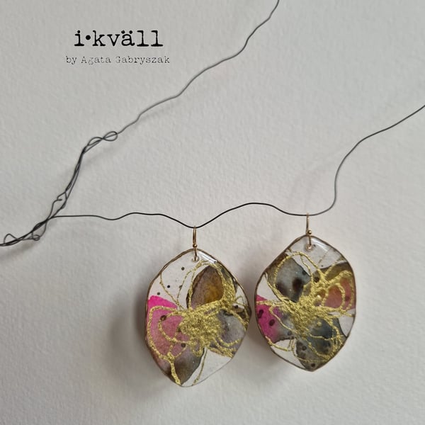 Large Lightweight Pink Statement Artistic Earrings