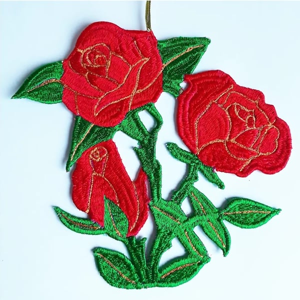 Rose Embroidered Hanging Decoration 