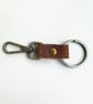 Cognac Tan Full Grain Compact Leather Snap Hook Keychain Handmade UK - Image 4