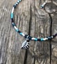 Blue Beaded & Conch Shell Anklet. Sterling Silver.  - Image 6