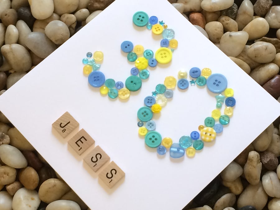 Personalised 30th Birthday Card, Handmade 30th Birthday Card, 35th, 45th, 55th