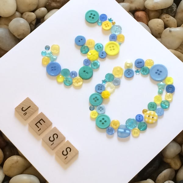 Personalised 30th Birthday Card, Handmade 30th Birthday Card, 35th, 45th, 55th