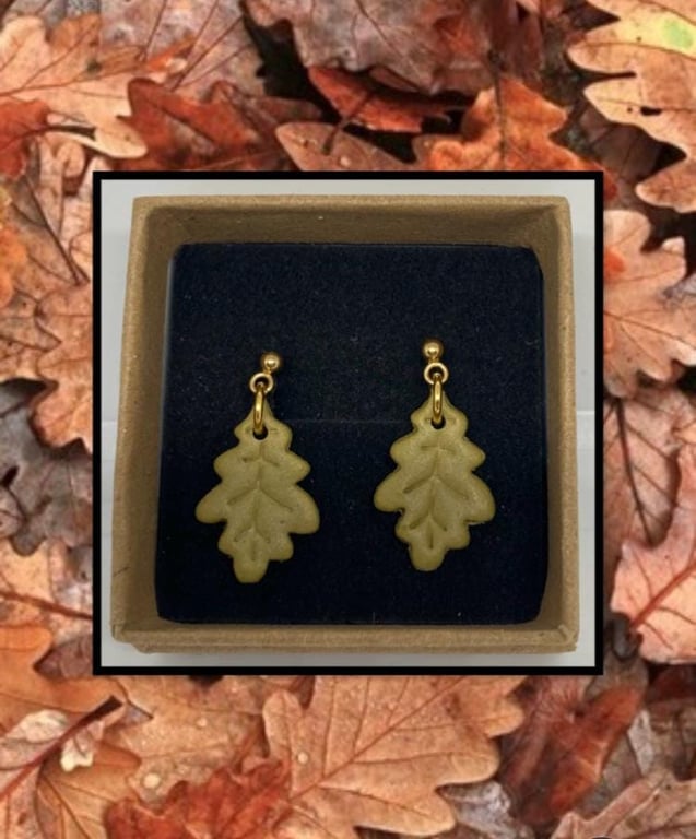 Fallen oak leaves lightweight clay earrings