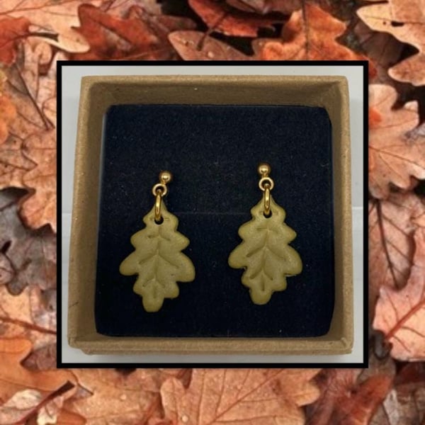 Fallen oak leaves lightweight clay earrings