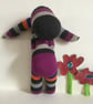 Handmade Striped Sock Dudette with pink cuddly round tummy, Nursery gift - Image 2