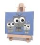 Robot Family Mini Art - small original acrylic painting, gift for geeks - Image 1