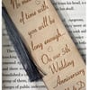 5th wedding anniversary gift, personalised engraved wooden bookmark