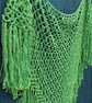 Fringed triangular green crochet lace shawl 100% Cotton - design A444 - Image 9