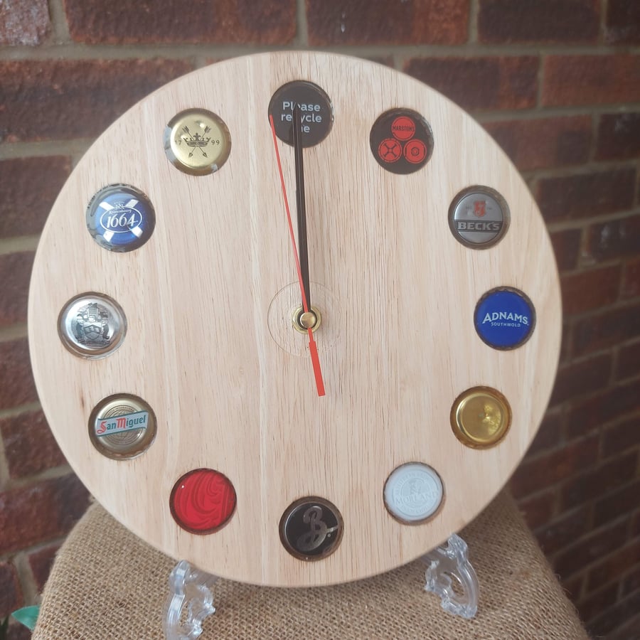 Unusual Wooden Bottle Cap Clock