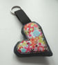applique embroidered heart keyring key fob hanging decoration BRIGHT FLORAL - Image 1
