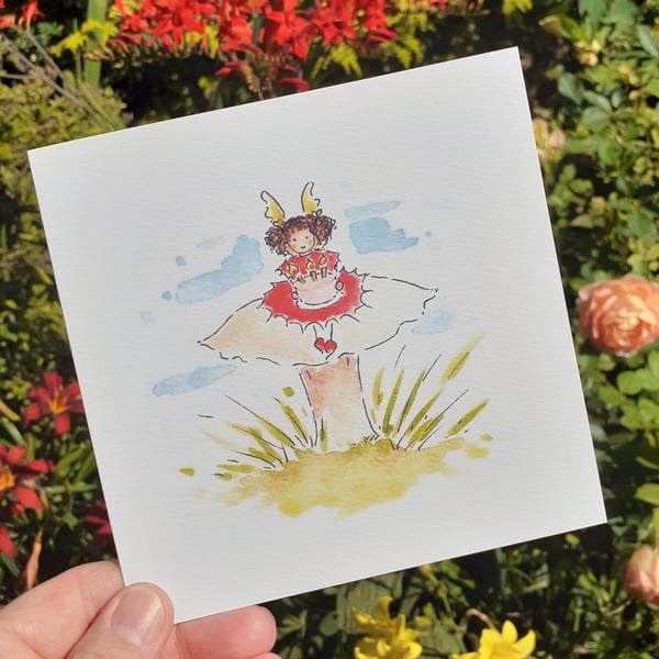 Fairy Card Blank Card Fairy Toadstool Eco friendly