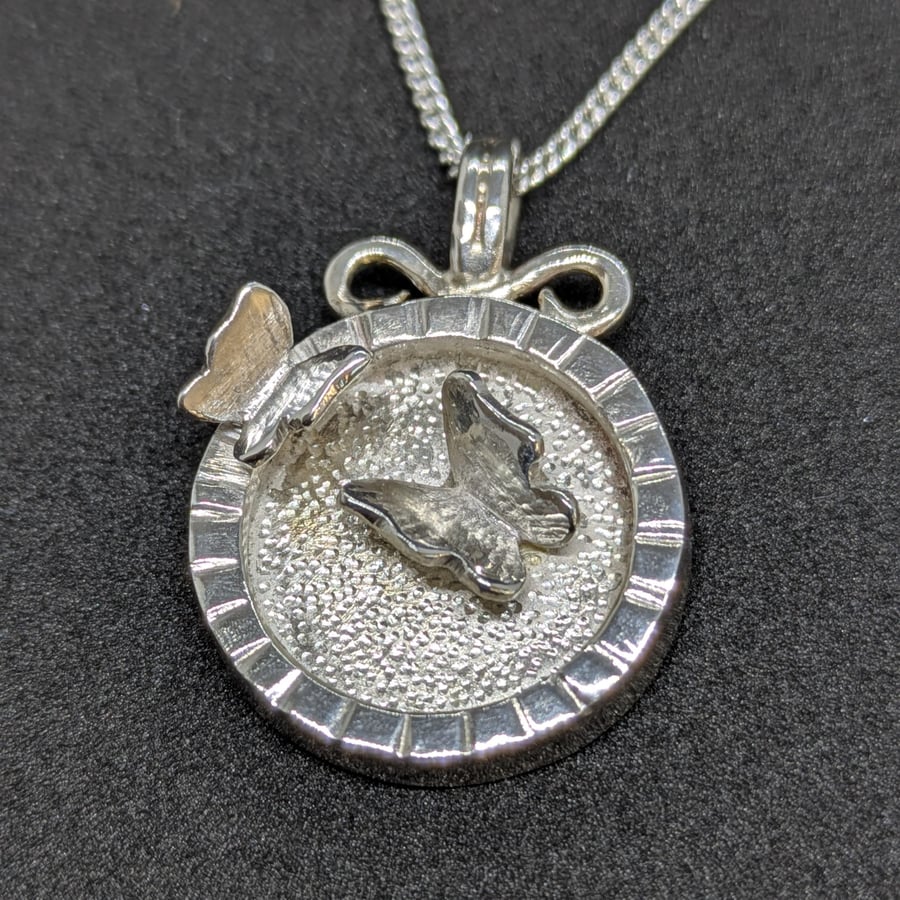 Sterling silver butterflies pendant, Nature lover gift, British wildlife