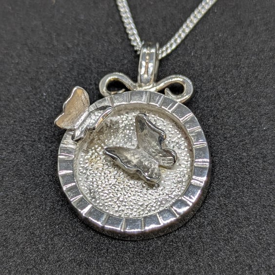 Sterling silver butterflies pendant, Nature lover gift, British wildlife