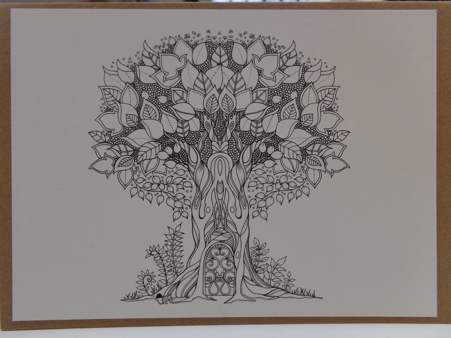 Mindfulness Colouring Card Made From Joahanna Basford's Postcards.