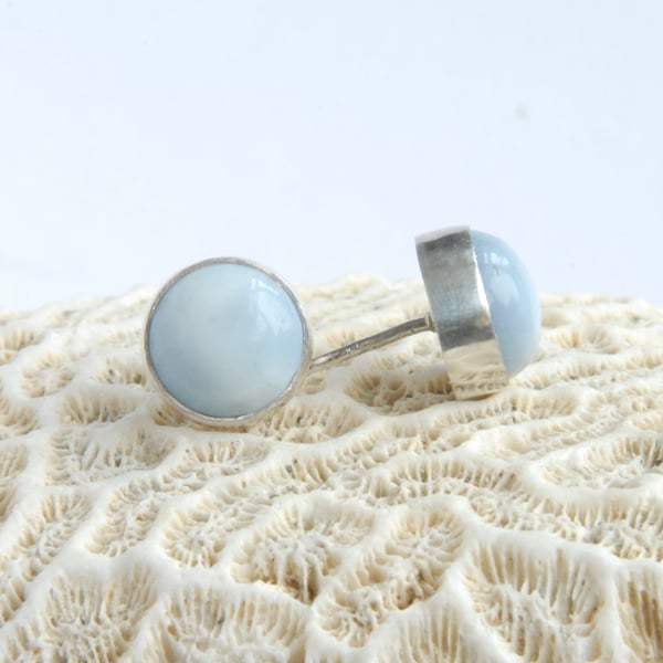 Blue opal and silver stud earrings