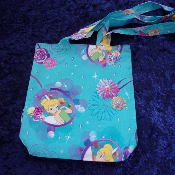 Turquoise Fabric Bag with Tinkerbell