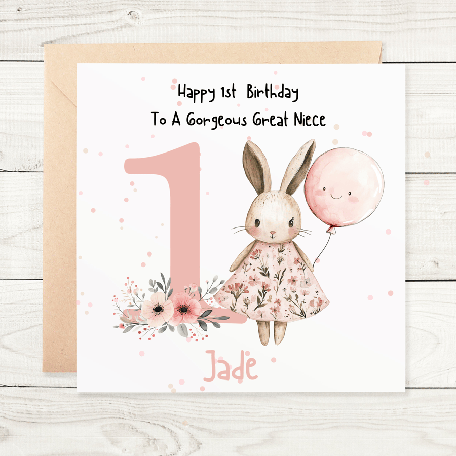 Personalised 1st Birthday Card, Granddaughter, Daughter, Niece