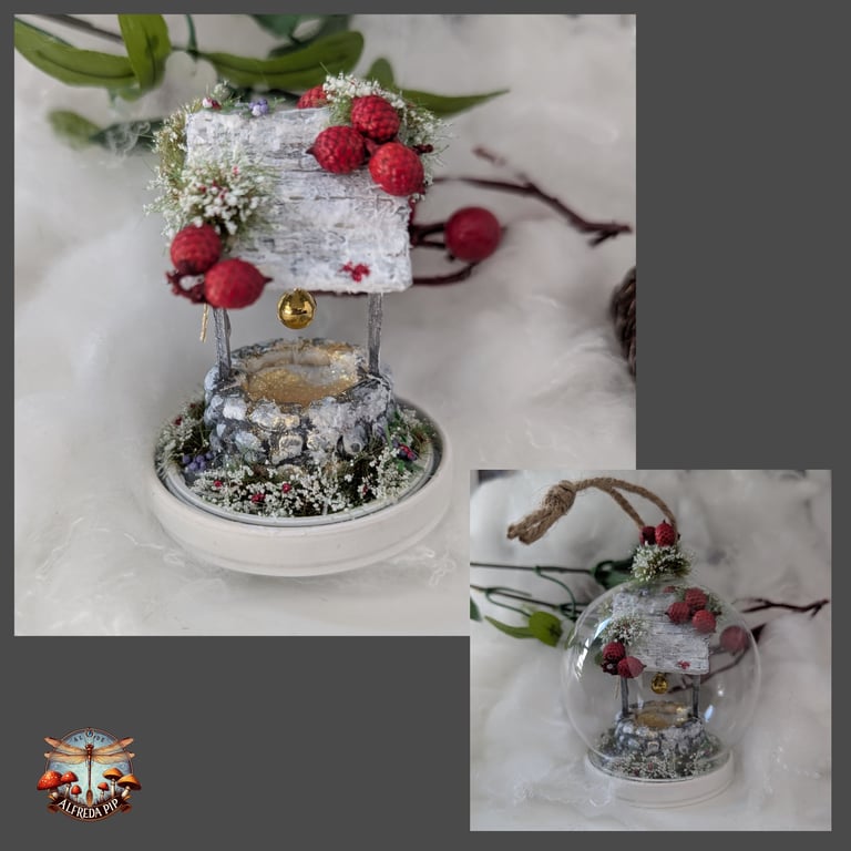Magical Winter Wishing Well in a hanging Dome