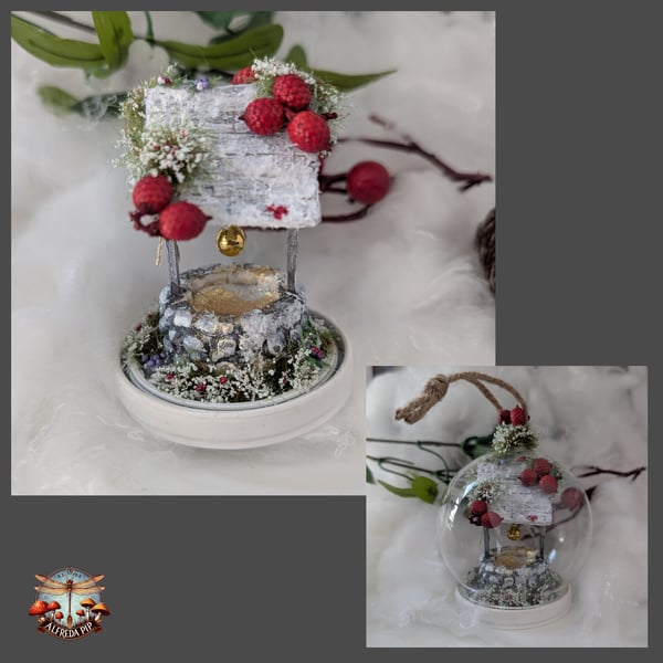 Magical Winter Wishing Well in a hanging Dome