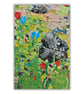 A small acrylic painting - rocks - wildflowers - letterbox gift - textured art