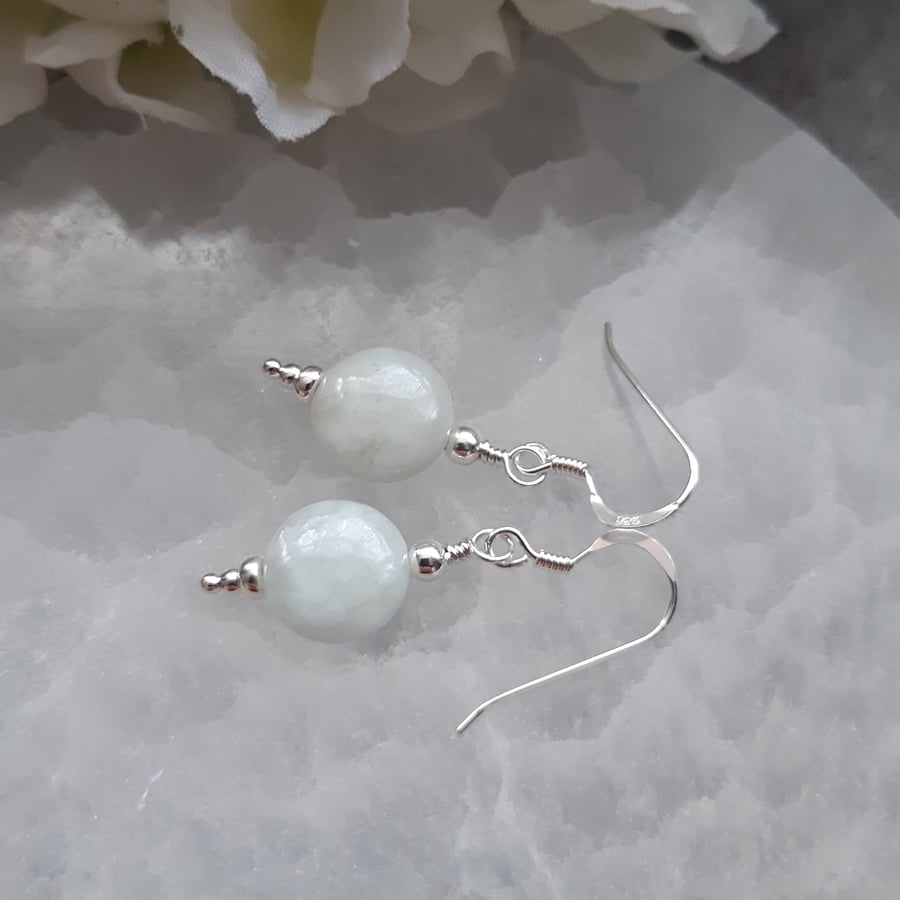  Jadeite Gemstone Sterling Silver Earrings Jade Earrings