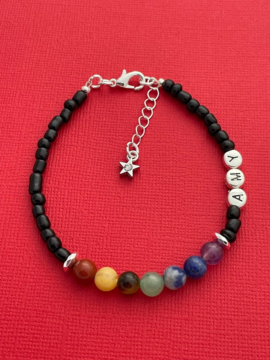 Personalised Beaded Chakra NAME Bracelet