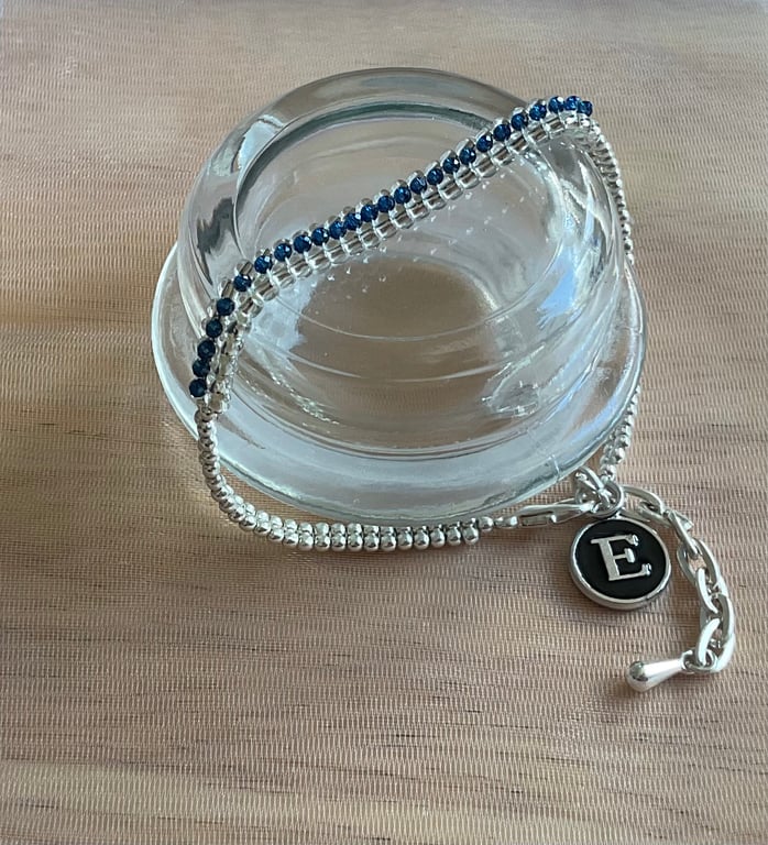 Handmade Sparkly Beaded Bracelet -Personalise with your choice of initial charm