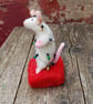 White mouse  - needlefelt.  Christmas decoration - Image 9