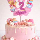 Two Sweet Themed Personalised Birthday Cake Topper. Sweet Treat Themed Topper
