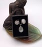 French Vanilla Silver Leaf Fused Glass Stud Earrings and Pendant Set - Image 3