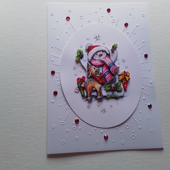 Christmas card. Embossed card. Decoupage card. Ref 239