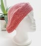 Crochet Beret Hat, Pink Cotton