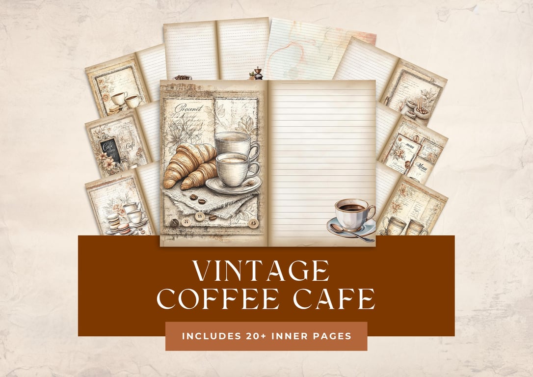 Vintage Coffee Cafe - Digital Download- Journal Kit