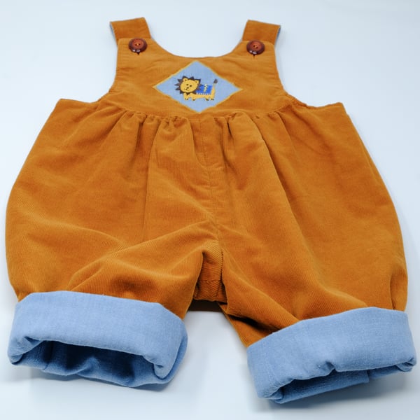 Orange Reversible Baby Dungarees 0 - 6 Months
