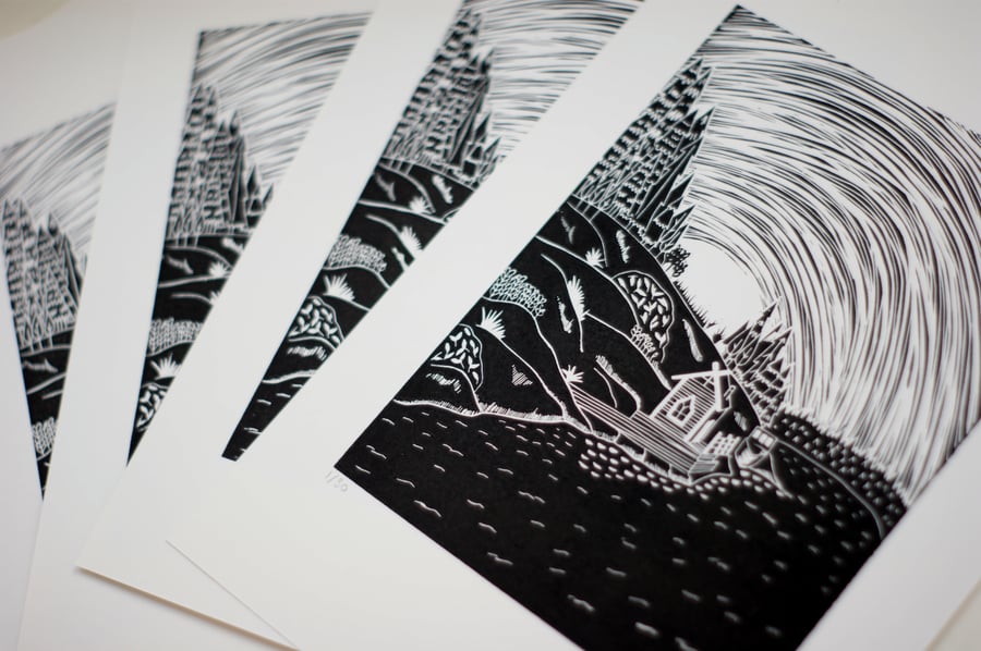 SALE Archipelago 3 Scandinavian Swedish Island Lino Print 