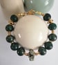 Green chunky gemstone  bracelet, woodland jasper & marcasite  - Image 4