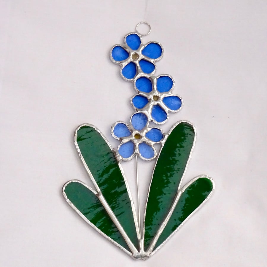 Stained Glass Forget Me Not Suncatcher - TO ORDER