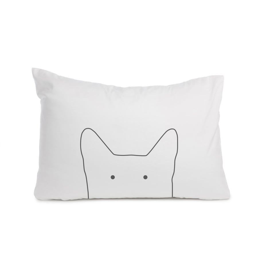 Cat pillowcase, white colour with black print