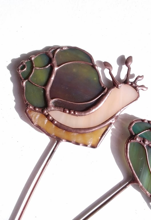 Stained Glass Snail Plant Decoration - handmade in Hampshire