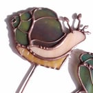 Stained Glass Snail Plant Decoration - handmade in Hampshire