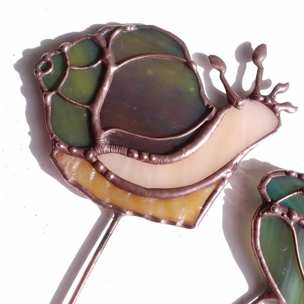 Stained Glass Snail Plant Decoration - handmade in Hampshire