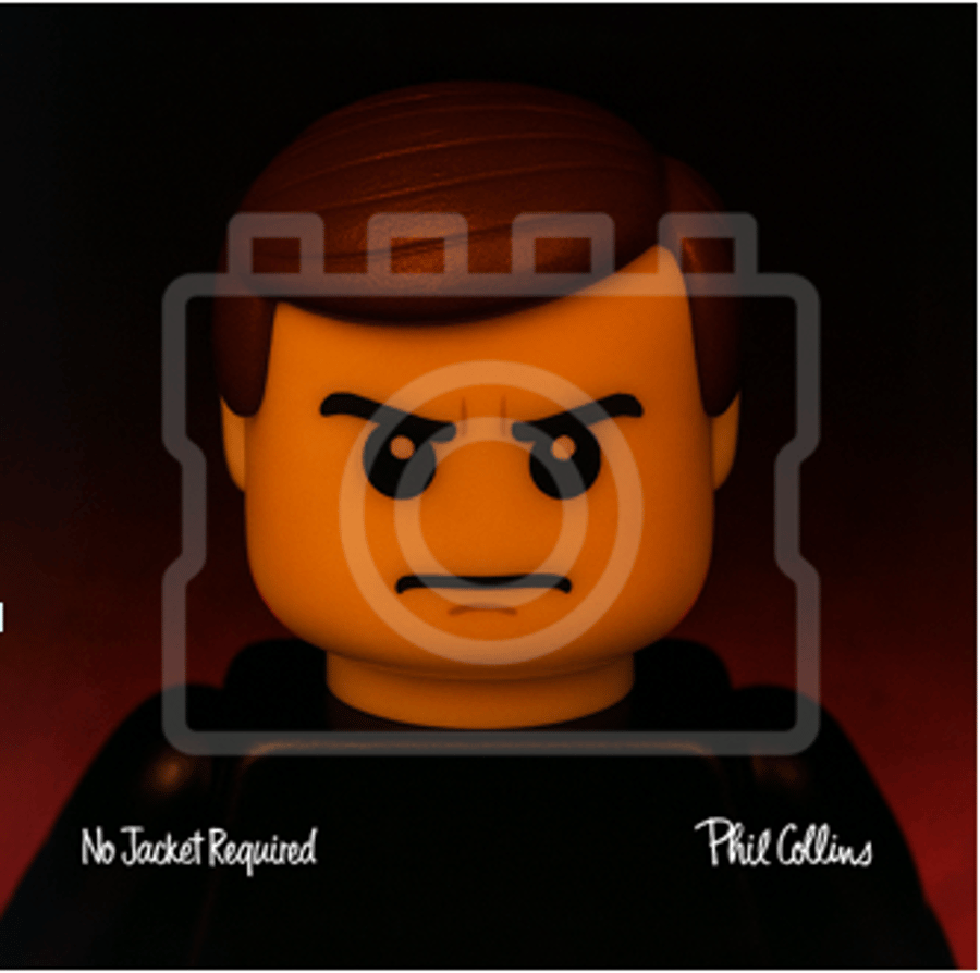 LEGO-Inspired Phil Collins – No Jacket Required 5x5" Mounted Print