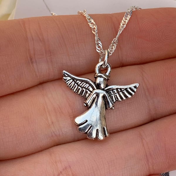 Guardian Angel Pendant on a 925 Sterling Silver Chain 