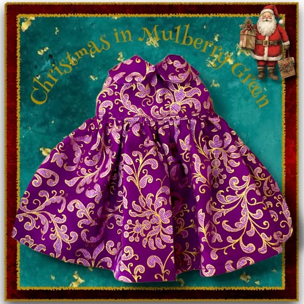 Magenta and Gold Scroll Dress 