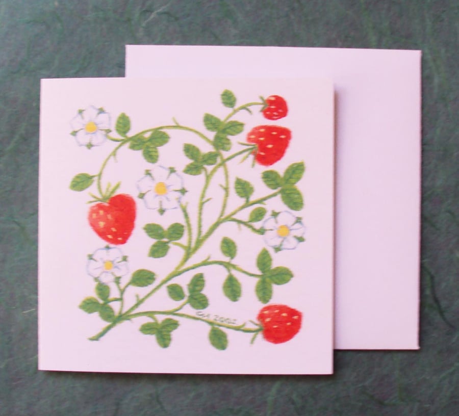 Strawberry flower card printed card